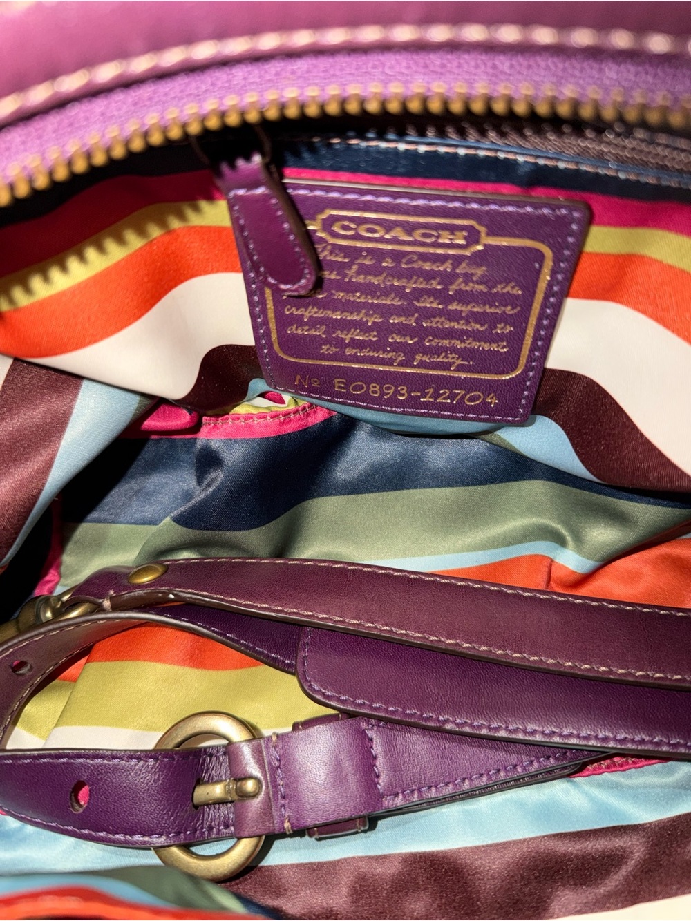 Women’s Purple Leather Satchel Handbag - Picture 4 of 7